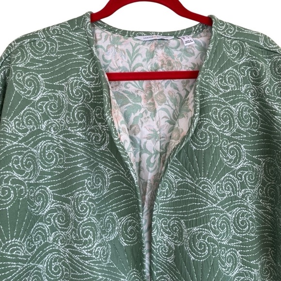 QVC Denim & Co. Canyon Retreat Spring Quilted Jacket Open Front Boho Blazer Sz L - Picture 6 of 16